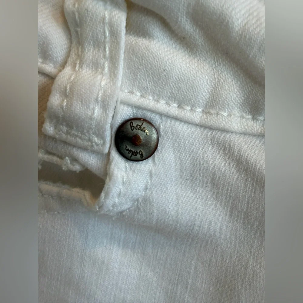 Boden | mini Boden | White Denim Shorts | Yellow Stitch Detailing | 4